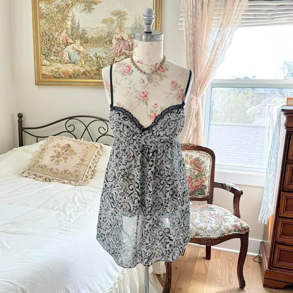 Y2K‎ Apt 9 black white paisley babydoll dress size medium